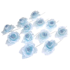 Single Satin Rose Beaded Flowers, 12-Piece