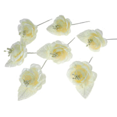 Single Satin Rose Beaded Flowers, 12-Piece