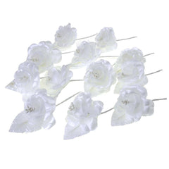 Single Satin Rose Beaded Flowers, 12-Piece