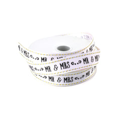 Mr and Mrs Newlyweds Grosgrain Ribbon, 5/8-Inch, 10-Yard