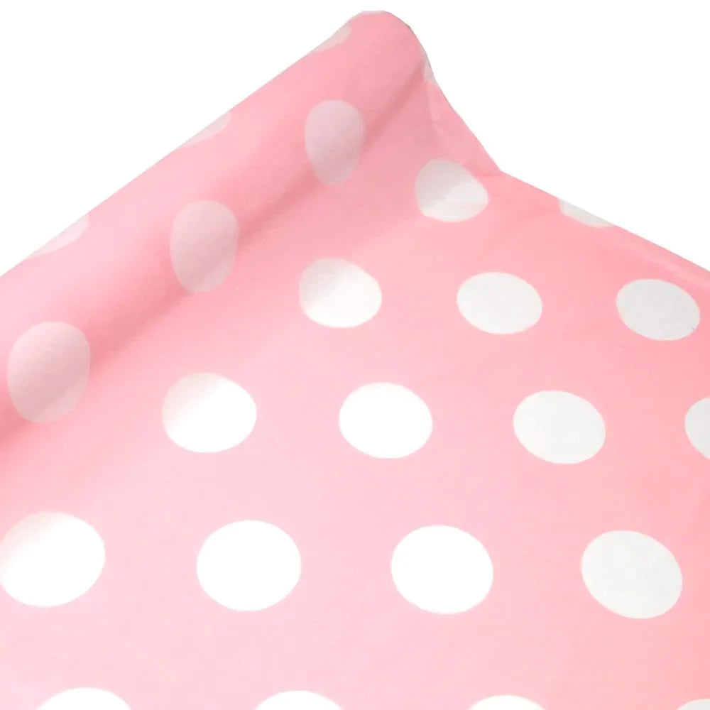 Polka Dot Plastic Table Roll Uncut, 40-Inch x 100-Inch