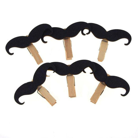 Chalkboard Tag Clothespins, Mustache, 2-1/4-inch, 6-piece