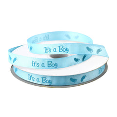 It's a Boy/Girl Footprint Baby Shower Grosgrain Ribbon, 3/8-inch, 25-yard