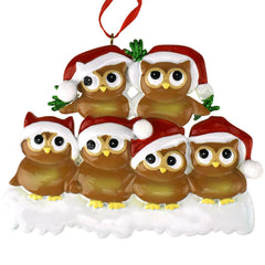 Cute Owl Family of Six Christmas Ornament, 3-1/2-Inch