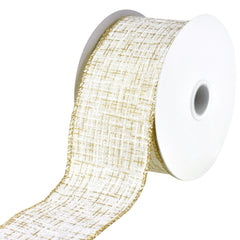 Elegant Striped Texture Faux Linen Wired Ribbon, 10-yard