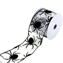 Halloween Spiders and Webs Wired Ribbon, 2-1/2-Inch, 10-Yard