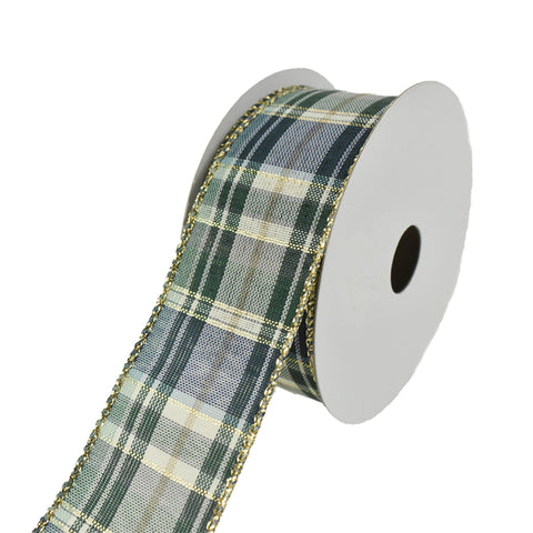 Tom Plaid Glitter Edge Wired Ribbon, 1-1/2-Inch, 10-Yard