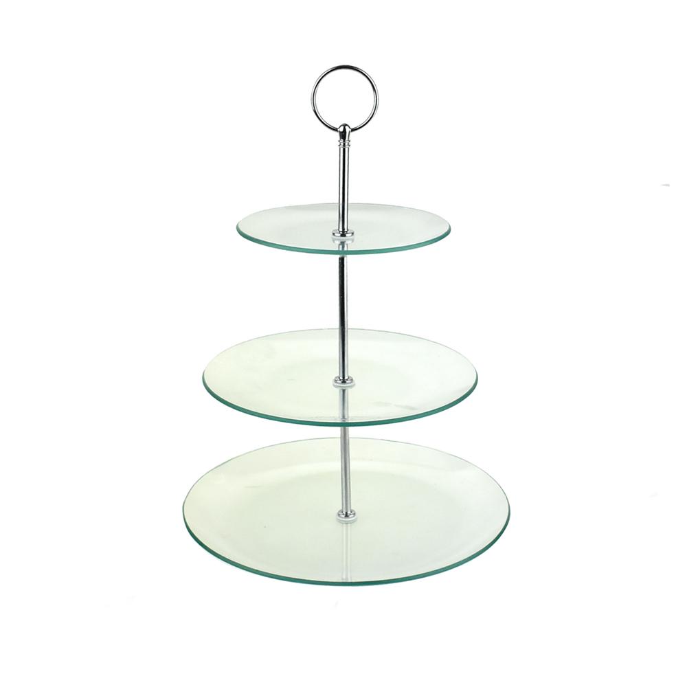 Three Tiered Glass Treat Stand, Clear, 13-1/4-Inch