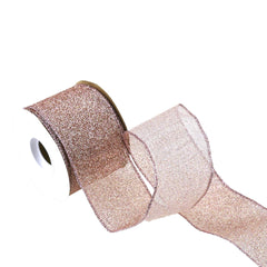 Metallic Micro Mesh Wired Ribbon, 2-1/2-Inch, 10-Yard - Rose Gold