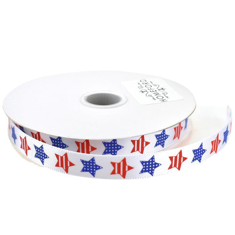 Patterned Stars Patriotic Ribbon, 3/8-Inch, 5-Yard