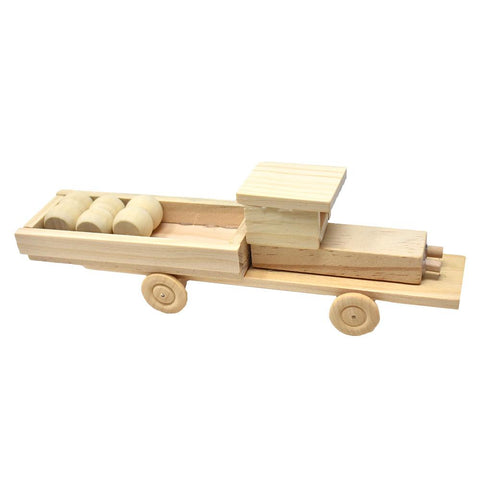 DIY Wooden Pickup Truck Model Kit, Natural, 28-Piece