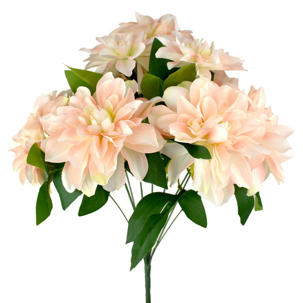 Deluxe Floral Dahlia Bush, Cream Peach, 18-1/2-Inch