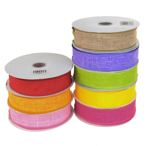 Linen Fabric Ribbon Wired Edge, 1-1/2-Inch, 50 Yards