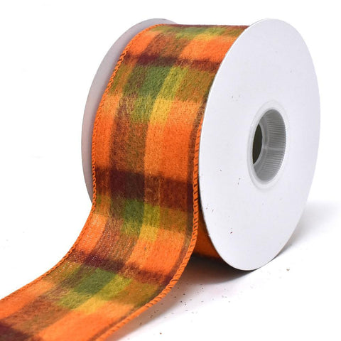 Fall Flannel Peak Plaid Wired Edge Ribbon, 2-1/2-Inch, 10-Yard