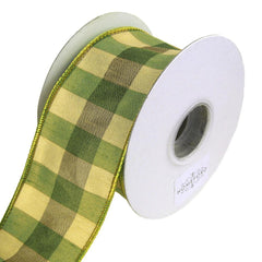 Checkered Silk Wired Edge Ribbon, 2-1/2-Inch, 10 Yards