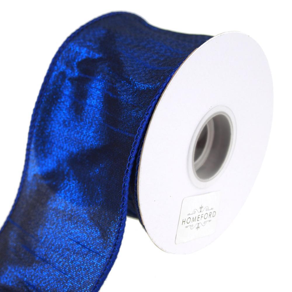 Lame Faux Dupioni Wired-Edge Ribbon, Royal Blue, 2-1/2-Inch, 10 Yards