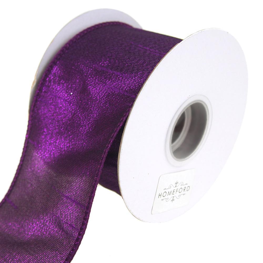 Lame Faux Dupioni Wired-Edge Ribbon, Purple, 2-1/2-Inch, 10 Yards
