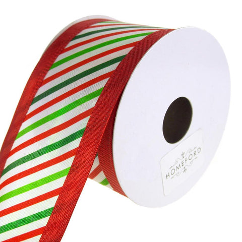 Candy Cane Lame Edge Wired Christmas Holiday Ribbon, 2-1/2-Inch, 10 Yards