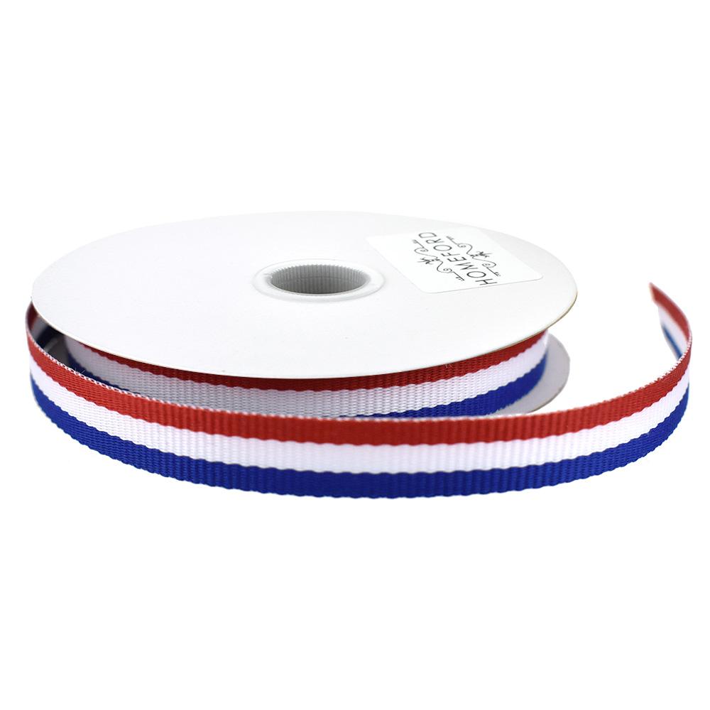 Red, White, and Blue Stripes Ribbon, 3/8-Inch, 4-Yard