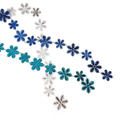 Snowflake & Star Metallic Plastic Christmas Garlands, 84-Inch, 6-Piece