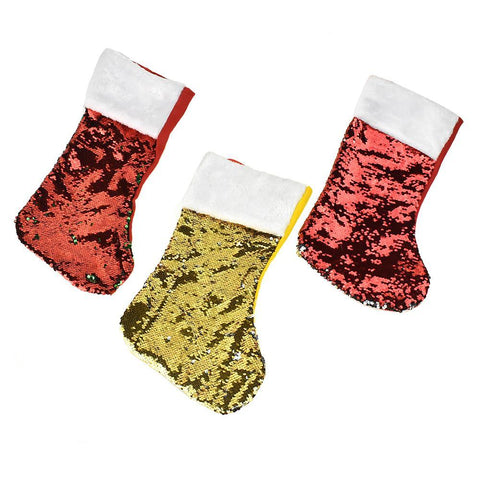 Dual-Sided Sequin Christmas Stockings, 17-Inch, 2-Piece