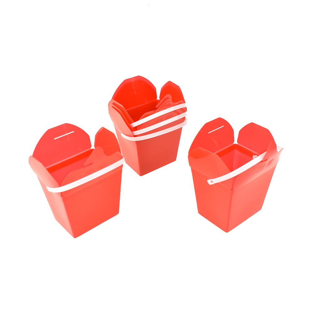 Plastic Favor Boxes with Handle, Red, 2-1/2-Inch, 5-Count