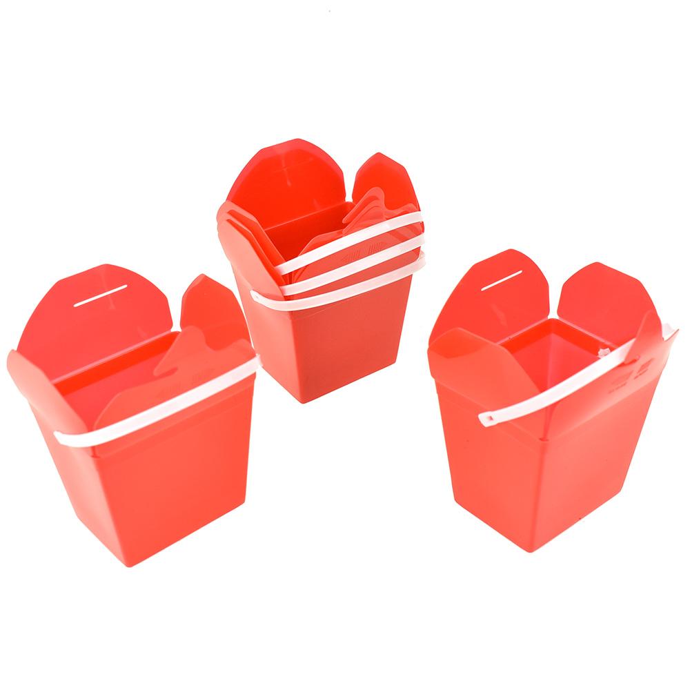 Plastic Favor Boxes with Handle, Red, 3-1/4-Inch, 5-Count