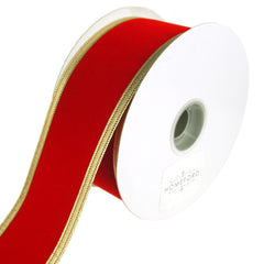 Velvet Dynasty Gold Trim Wired Christmas Holiday Ribbons