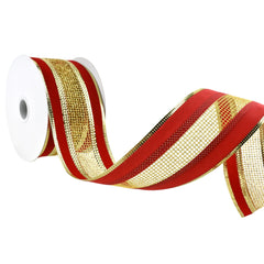 Christmas Velvet with Glittered Net Wired Ribbon, 2-1/2-Inch, 10-Yard - Red/Gold