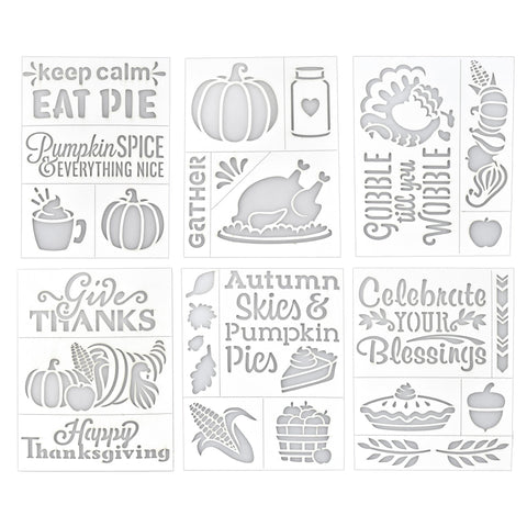 Thanksgiving Assorted Adhesive Back Paper Stencils, 8-Inch, 6-Piece