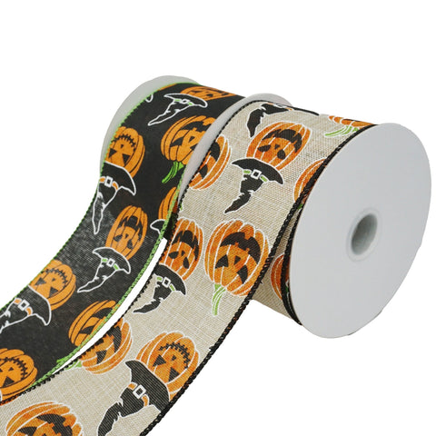 Jack O' Lanterns with Witch Hats Ribbon, 2-1/2-Inch, 10-Yard