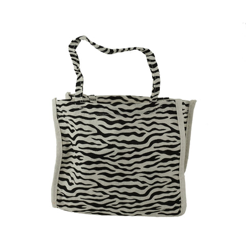Cotton Zebra Print Tote Bag, 7-Inch