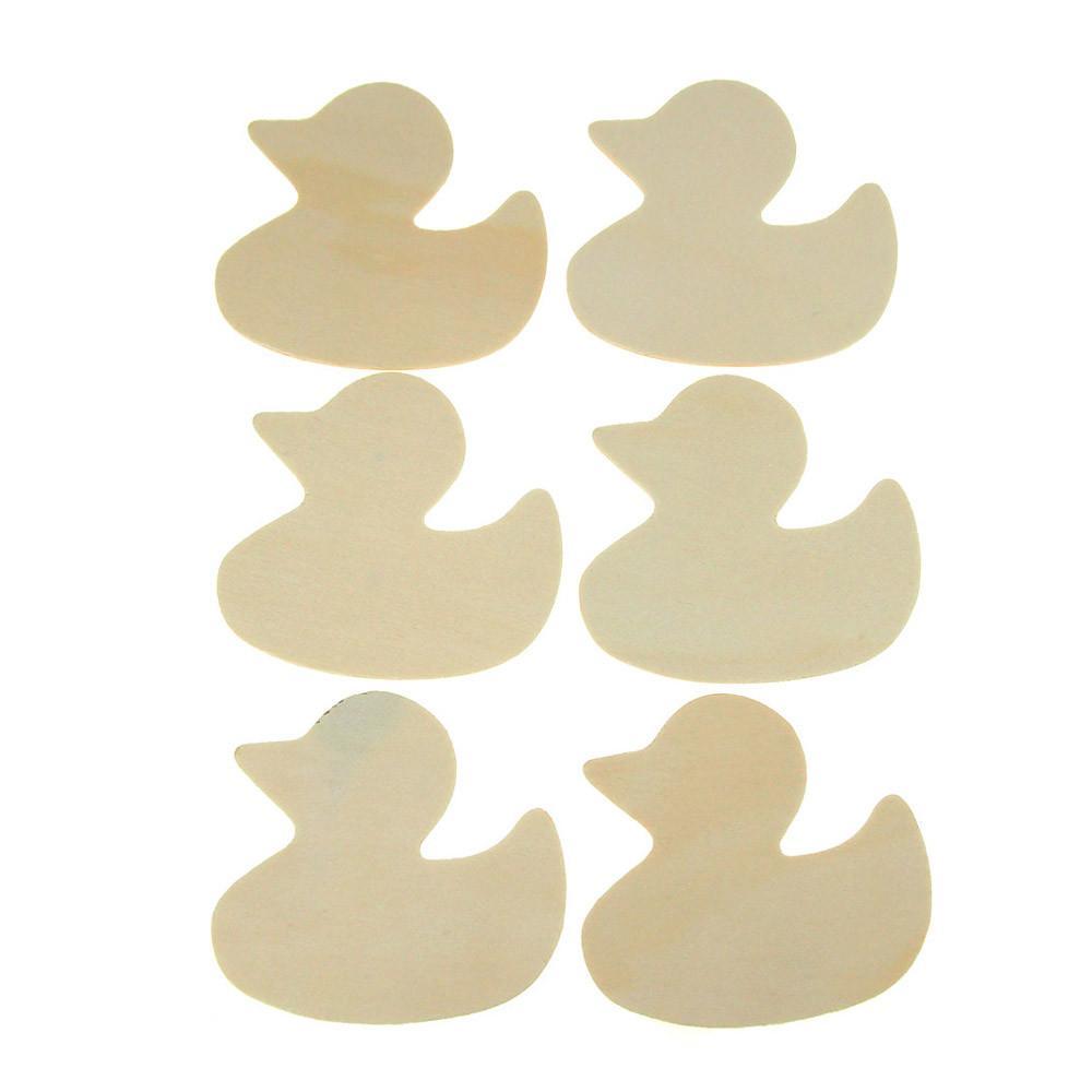 Rubber Ducky Laser Cut Wooden Favors, Natural, 3-1/2-Inch, 6-Piece