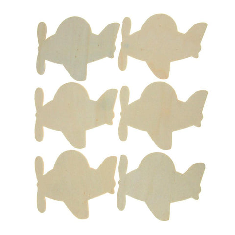 Airplanes Laser Cut Wooden Favors, Natural, 4-Inch, 6-Piece