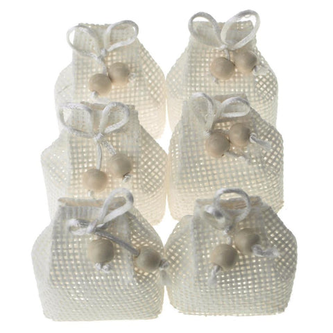 Mini Woven Favor Bags, Sack, White, 2-3/4-Inch, 6-Piece