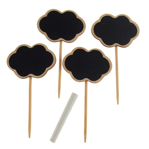 Mini Chalkboard Wood Stakes, Cloud, 4-1/4-Inch, 4-Piece