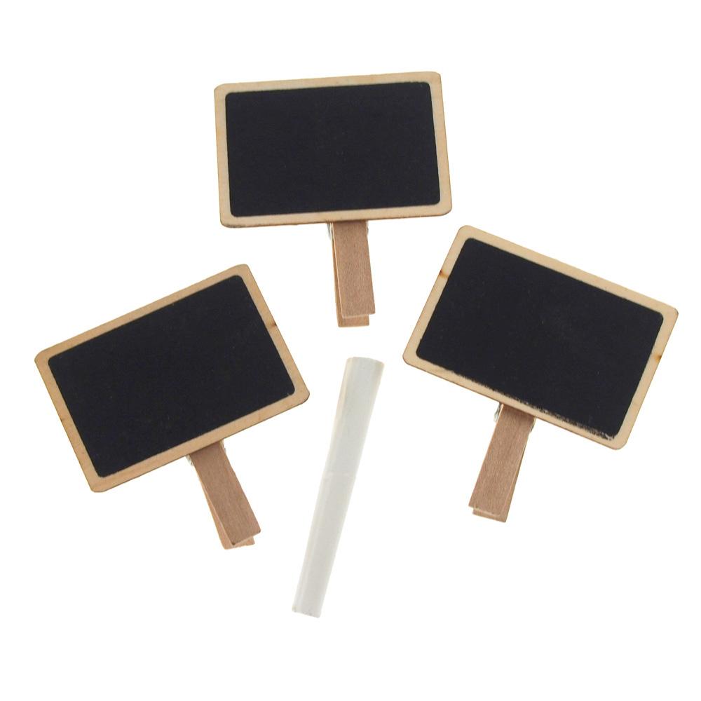 Wooden Chalkboard Clothespins + 1pc Chalk, Rectangle, 2-1/2-Inch, 3-Piece