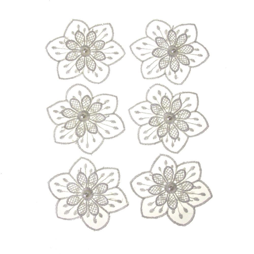 Lotus Organza Flower Trim Favors, White, 2-Inch, 6-Count