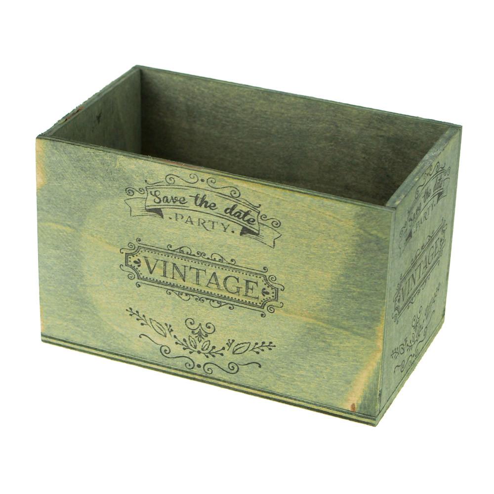 Save The Date Vintage Wooden Crate, Sage, 6-1/4-Inch