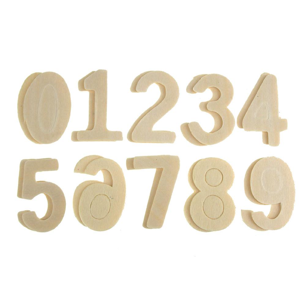 Wooden Numbers, Natural, 1-1/2-Inch, 20-Count