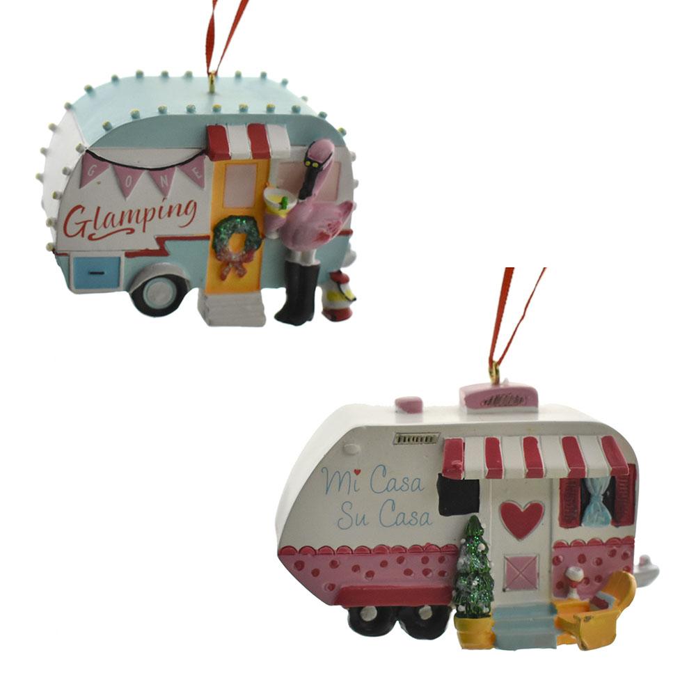 Adventurous Camper Resin Christmas Ornaments, Assorted, 2-Piece