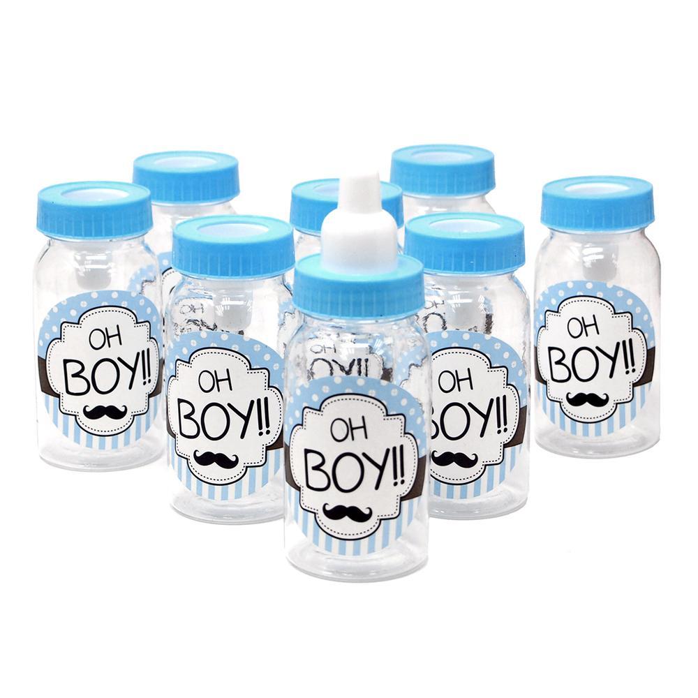 Oh Boy Plastic Baby Milk Bottle Favors, Blue, 4-1/2-Inch, 8-Count