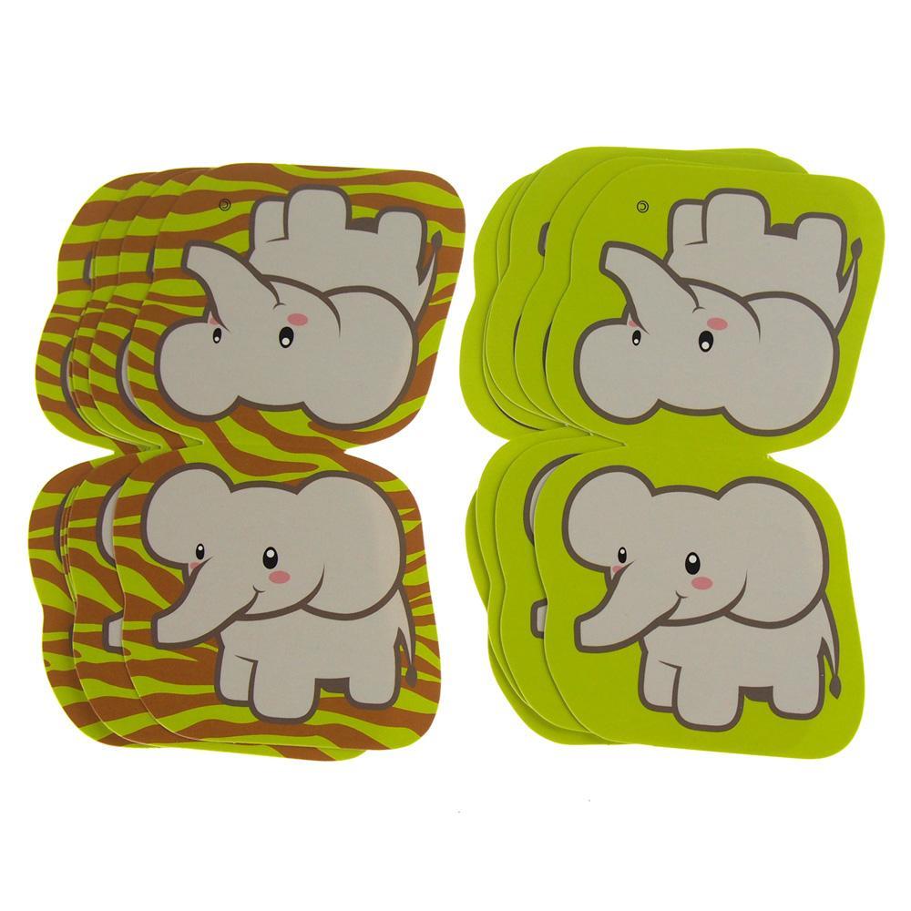 Elephant Safari Animal Paper Cut Outs, Green, 4-7/8-Inch, 10-Count