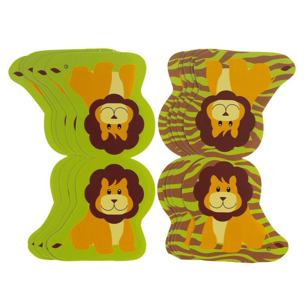 Lion Safari Animal Paper Cut Outs, Green, 5-1/2-Inch, 10-Count