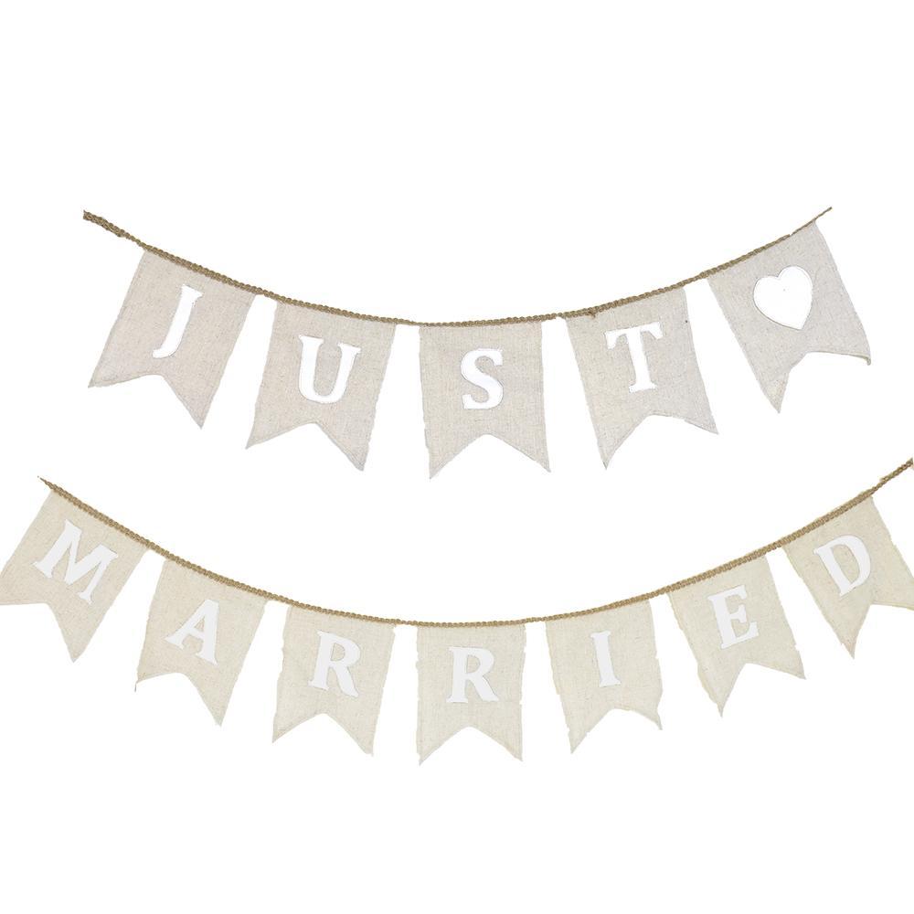 Cream "Just Married" Banner, 80-Inch