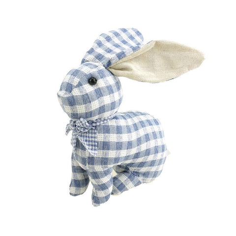 Plush Gingham Bunny Home Accent, Blue, 7-3/4-Inch