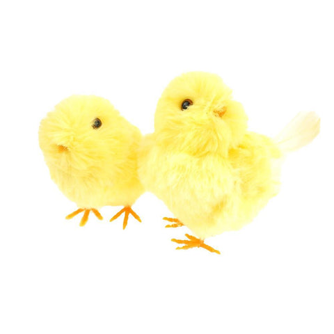 Plush Fuzzy Easter Chicks, Yellow, 3-Inch, 2-Piece