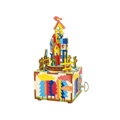 Castle in the Sky DIY 3D Wooden Music Box Puzzle, 6-1/4-Inch