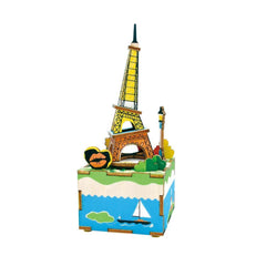 Romantic Eiffel DIY 3D Wooden Music Box Puzzle, 7-3/4-Inch