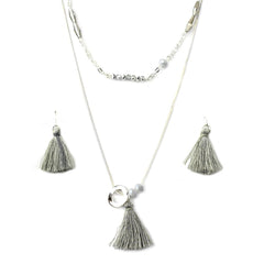 Tassel and Dainty Glass Beads Necklace Set